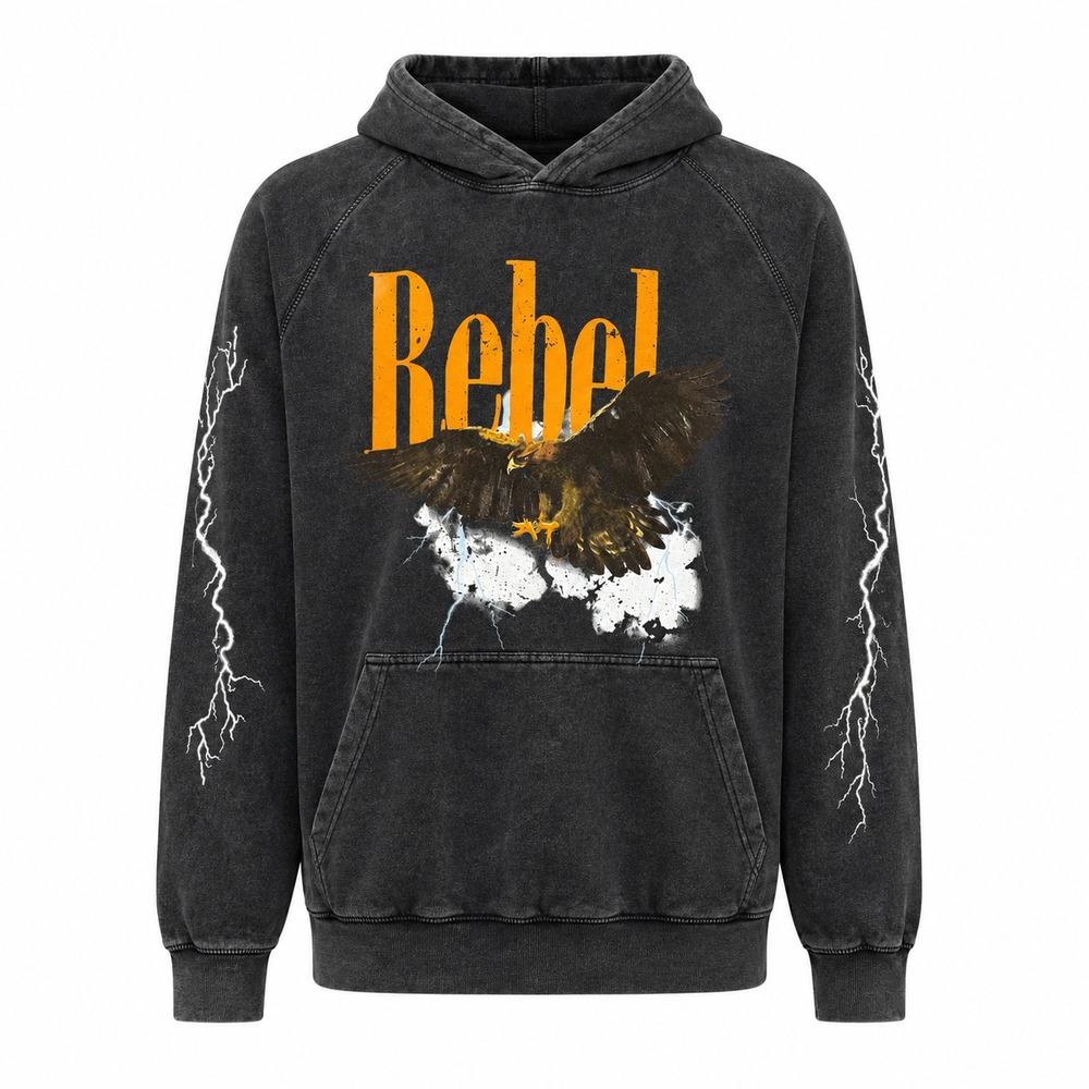 Y2K PacSun Rebel Pack Vintage Wash Hoodie Mens Large Grunge Streetwear Indie